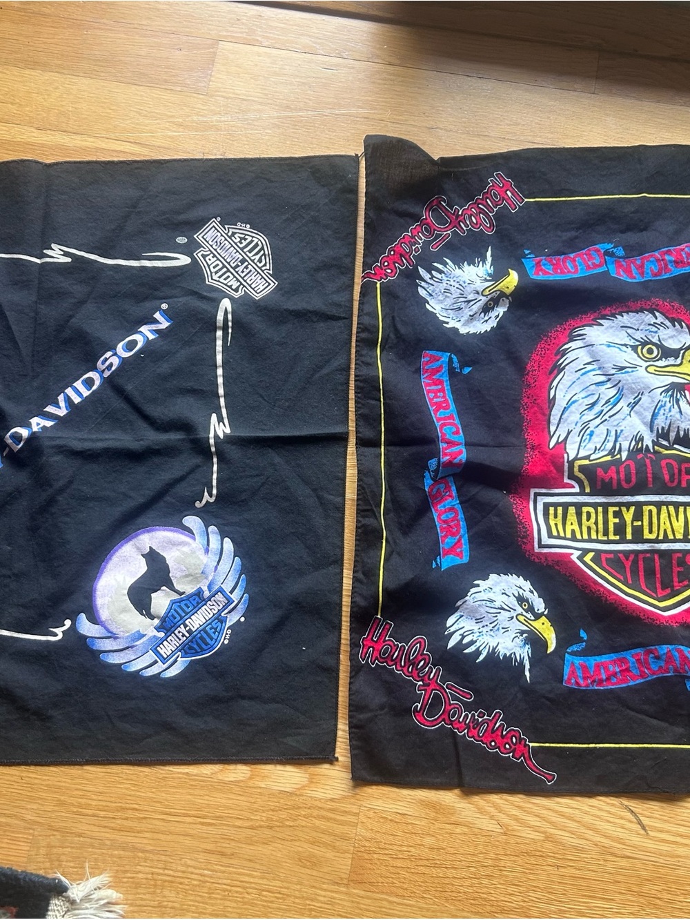 Harley Davidson vintage Bandana headwear bundle of 2 wolf and eagle
